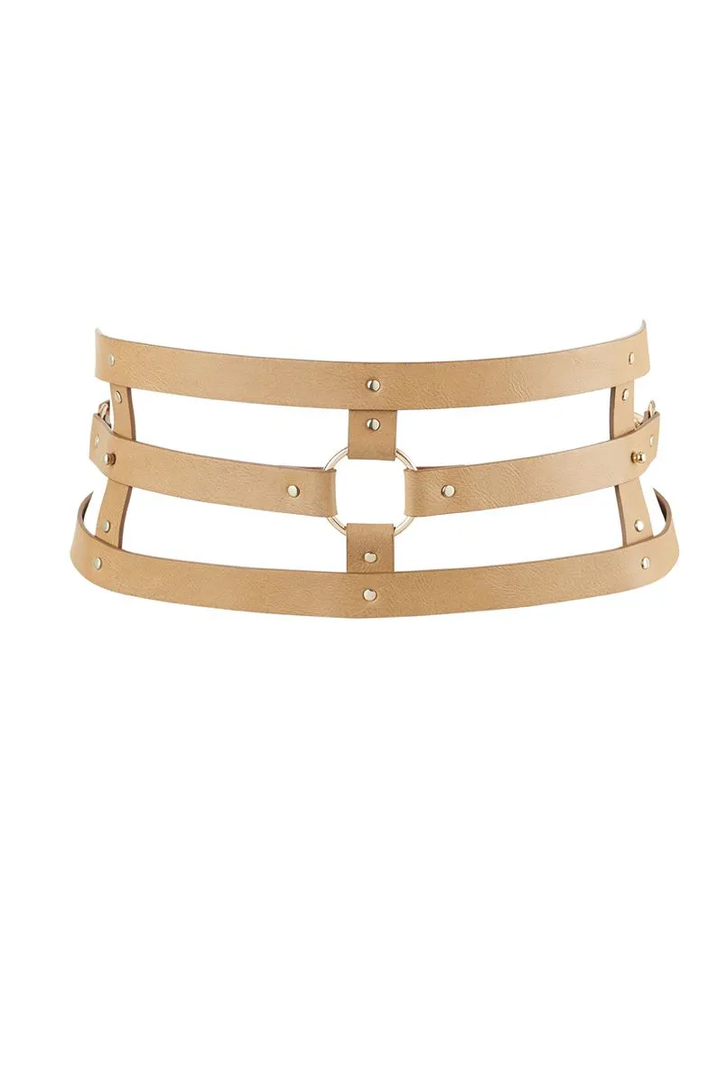 MAZE - WIDE BELT AND RESTRAINTS - Caramel